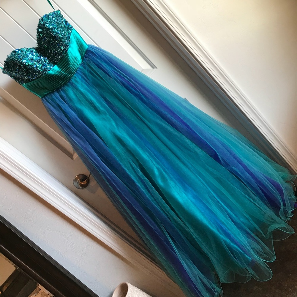 Cecily Brown Strapless Sequin Prom Dress Gown XS